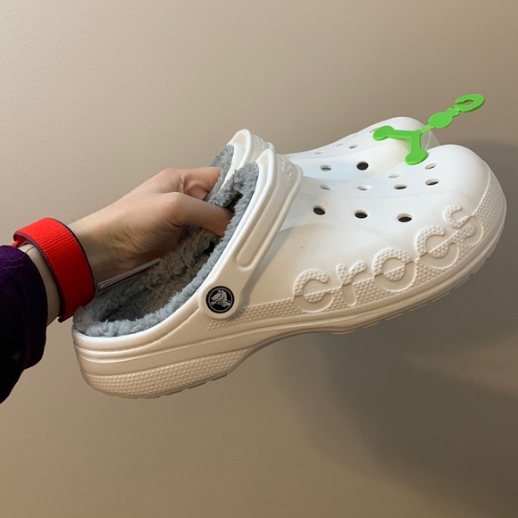 White Fur-Lined Crocs - Picture 2 of 10